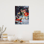 フェスティバルヴィンテージクリスマスキッズホリデーポスター ポスター (キッチン)