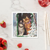 フェスティバルヴィンテージクリスマスキャッツホリデーパーティー スタンダードカクテルナプキン (インサイチュ)