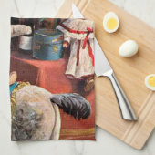 フェスティバルヴィンテージクリスマスキャットホリデイ キッチンタオル (四つ折り)