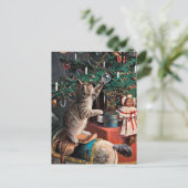 フェスティバルヴィンテージクリスマスキャットホリデイ ポストカード (スタンド正面)