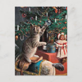 フェスティバルヴィンテージクリスマスキャットホリデイ ポストカード (正面)