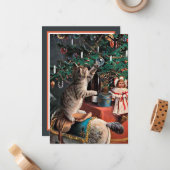フェスティバルヴィンテージクリスマスキャット追加気持ち ノートカード (正面/裏面インサイチュ)
