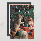 フェスティバルヴィンテージクリスマスキャット追加気持ち ノートカード (正面/裏面)