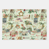 フェスティバルヴィンテージクリスマスグリーティングコラージュ ラッピングペーパーシート (正面2)