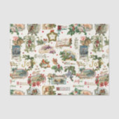 フェスティバルヴィンテージクリスマスグリーティングスコラージュ – ベージュ色 薄葉紙 (正面)