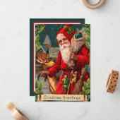 フェスティバルヴィンテージクリスマスサンタアド気持ち ノートカード (正面/裏面インサイチュ)
