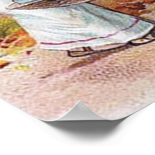 フェスティバルヴィンテージクリスマスサンタエンジェル ポスター (角)