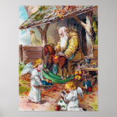 フェスティバルヴィンテージクリスマスサンタエンジェル ポスター (正面)