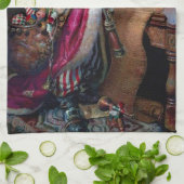 フェスティバルヴィンテージクリスマスサンタホリデイ キッチンタオル (折り畳み)