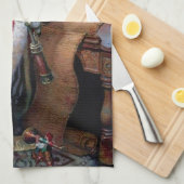 フェスティバルヴィンテージクリスマスサンタホリデイ キッチンタオル (四つ折り)