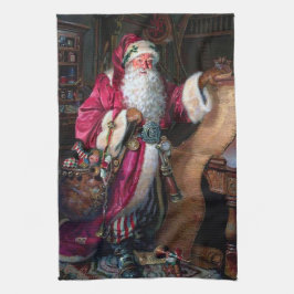 フェスティバルヴィンテージクリスマスサンタホリデイ キッチンタオル