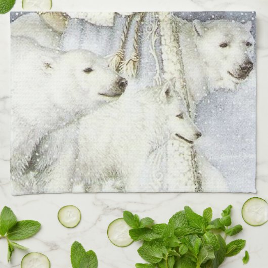 フェスティバルヴィンテージクリスマスサンタホリデイ キッチンタオル (折り畳み)