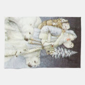 フェスティバルヴィンテージクリスマスサンタホリデイ キッチンタオル (横)