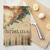 フェスティバルヴィンテージクリスマスサンタホリデイ キッチンタオル (四つ折り)
