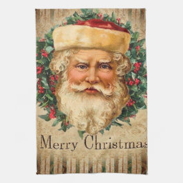 フェスティバルヴィンテージクリスマスサンタホリデイ キッチンタオル