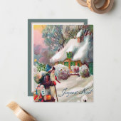 フェスティバルヴィンテージクリスマスサンタホリデイ ノートカード (正面/裏面インサイチュ)