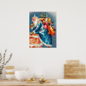 フェスティバルヴィンテージクリスマスサンタホリデイ ポスター (キッチン)
