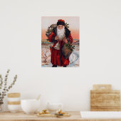フェスティバルヴィンテージクリスマスサンタホリデイ ポスター (キッチン)