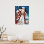 フェスティバルヴィンテージクリスマスサンタホリデイ ポスター (キッチン)