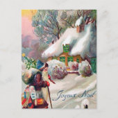 フェスティバルヴィンテージクリスマスサンタホリデイ ポストカード (正面)
