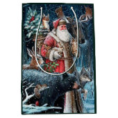 フェスティバルヴィンテージクリスマスサンタホリデイ ミディアムペーパーバッグ (正面)