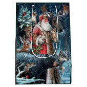 フェスティバルヴィンテージクリスマスサンタホリデイ ミディアムペーパーバッグ (裏面)