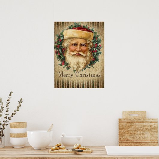 フェスティバルヴィンテージクリスマスサンタホリデーポスター ポスター (キッチン)