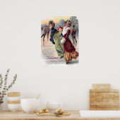 フェスティバルヴィンテージクリスマススケートで滑るレディース ポスター (キッチン)