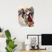 フェスティバルヴィンテージクリスマススケートで滑るレディース ポスター (ホームオフィス)