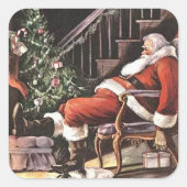 フェスティバルヴィンテージクリスマススリーピングサンタ スクエアシール (正面)