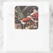 フェスティバルヴィンテージクリスマススリーピングサンタ スクエアシール (バッグ)