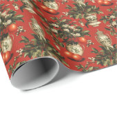 フェスティバルヴィンテージクリスマスタイル花模様 ラッピングペーパー (ロールコーナー)