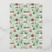 フェスティバルヴィンテージクリスマスツリーファームトラックの写真 箔シーズンカード (裏面)