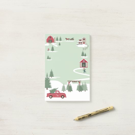 フェスティバルヴィンテージクリスマスツリーファームレッドトラック ポストイット (デスク上)