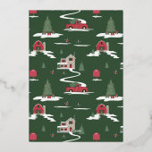 フェスティバルヴィンテージクリスマスツリーファームレッドトラック 箔シーズンカード (裏面)