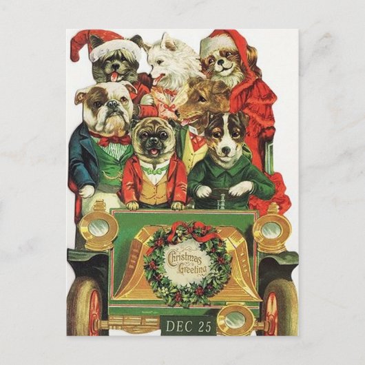 フェスティバルヴィンテージクリスマスドッグズホリデイ ポストカード (正面)