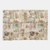 フェスティバルヴィンテージクリスマスバードアンドフラワーエフェメラ キッチンタオル (横)