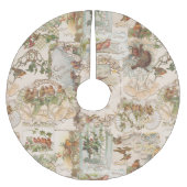 フェスティバルヴィンテージクリスマスバードアンドフラワーエフェメラ ブラッシュドポリエステルツリースカート (正面)