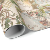 フェスティバルヴィンテージクリスマスバードアンドフラワーエフェメラ ラッピングペーパー (ロールコーナー)