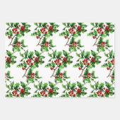 フェスティバルヴィンテージクリスマスホリーベリー ラッピングペーパーシート (正面3)