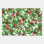 フェスティバルヴィンテージクリスマスホリーベリー ラッピングペーパーシート (正面2)