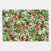 フェスティバルヴィンテージクリスマスホリーベリー ラッピングペーパーシート (正面)