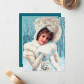 フェスティバルヴィンテージクリスマスレディーアッド気持ち ノートカード (正面/裏面インサイチュ)