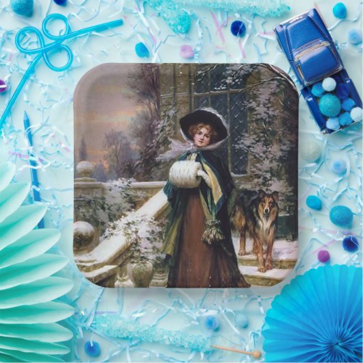 フェスティバルヴィンテージクリスマスレディーホリデーパーティー ペーパープレート (パーティー)