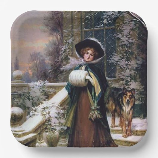 フェスティバルヴィンテージクリスマスレディーホリデーパーティー ペーパープレート (正面)