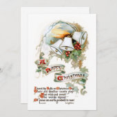 フェスティバルヴィンテージクリスマス文字ベルズアンドホリー シーズンカード (正面/裏面)