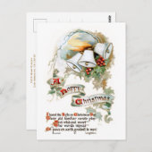 フェスティバルヴィンテージクリスマス文字ベルズアンドホリー ポストカード (正面/裏面)