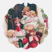 フェスティバルヴィンテージクリスマス追加文字子供 オーナメントカード (正面)