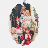 フェスティバルヴィンテージクリスマス追加文字子供 オーナメントカード (左)