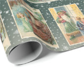 フェスティバルヴィンテージサンタとシルバーハイライト ラッピングペーパー (ロールコーナー)